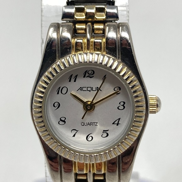 Vtg Timex Acqua Watch Women 19mm Silver Gold Tone Stretch Band New Batt 6" 2001 - Picture 3 of 14